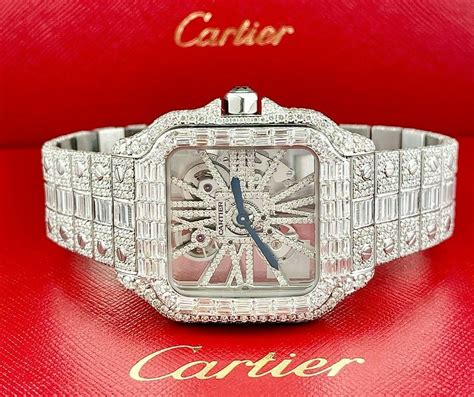 iced out cartier watch men